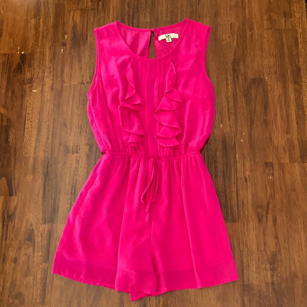 NEW YA Hot Pink Short Romper Open Back *Lined Small Formal Wedding Barbie NWOT